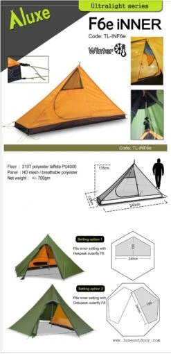 Luxe Outdoor F6e Inner -Aventure Tente luxe outdoor inner f6e